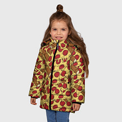Куртка зимняя для девочки Любитель пиццы, цвет: 3D-черный — фото 2