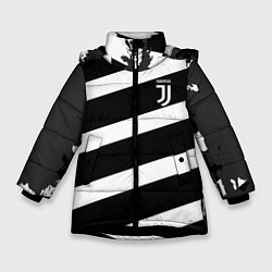 Куртка зимняя для девочки Juve: B&W Lines, цвет: 3D-черный