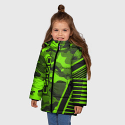 Куртка зимняя для девочки CS:GO Light Green Camo, цвет: 3D-черный — фото 2