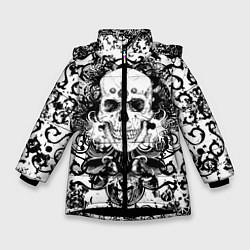 Куртка зимняя для девочки Grunge Skull, цвет: 3D-черный