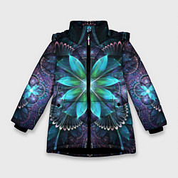 Куртка зимняя для девочки Астральная мандала, цвет: 3D-черный