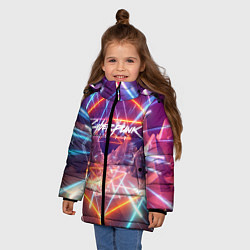 Куртка зимняя для девочки Cyberpunk 2077: Neon Lines, цвет: 3D-черный — фото 2