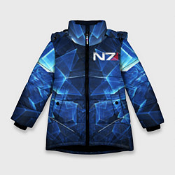 Куртка зимняя для девочки Mass Effect: Blue Armor N7, цвет: 3D-черный