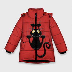 Куртка зимняя для девочки Черный кот, цвет: 3D-черный