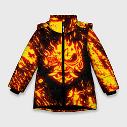 Куртка зимняя для девочки Cyberpunk 2077: FIRE SAMURAI, цвет: 3D-черный