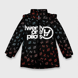 Куртка зимняя для девочки 21 Pilots: English Alphabet, цвет: 3D-черный