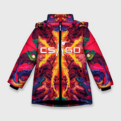 Куртка зимняя для девочки CS:GO Monster Flame, цвет: 3D-черный