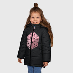 Куртка зимняя для девочки Black Pink Cube, цвет: 3D-черный — фото 2