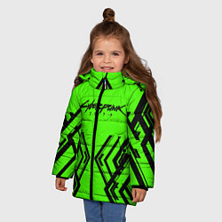 Куртка зимняя для девочки Cyberpunk 2077: Acid Green, цвет: 3D-красный — фото 2