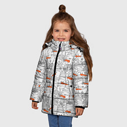Куртка зимняя для девочки Зимние снеговики, цвет: 3D-красный — фото 2