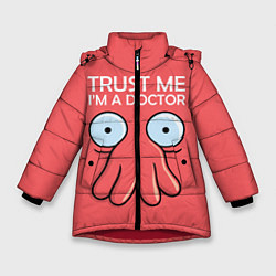 Куртка зимняя для девочки Trust Me I'm a Doctor, цвет: 3D-красный