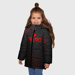 Куртка зимняя для девочки CS:GO Grey Carbon, цвет: 3D-черный — фото 2