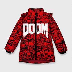 Куртка зимняя для девочки DOOM: Blooded Skuls, цвет: 3D-красный