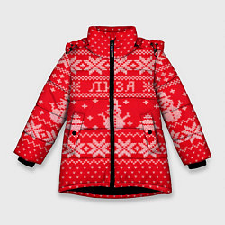 Куртка зимняя для девочки Новогодняя Лиза, цвет: 3D-черный