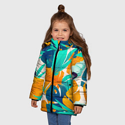 Куртка зимняя для девочки Лазурные тропики, цвет: 3D-красный — фото 2
