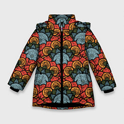 Куртка зимняя для девочки Узоры Бохо, цвет: 3D-черный