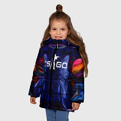 Куртка зимняя для девочки CS:GO Waves Skin, цвет: 3D-красный — фото 2