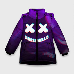 Куртка зимняя для девочки Marshmello: Violet Glitch, цвет: 3D-черный