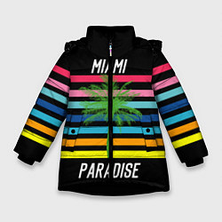 Куртка зимняя для девочки Miami Paradise, цвет: 3D-черный