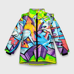 Куртка зимняя для девочки Неоновая кислота, цвет: 3D-светло-серый