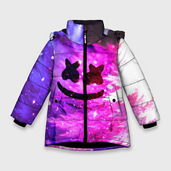 Куртка зимняя для девочки Marshmello Lights, цвет: 3D-черный