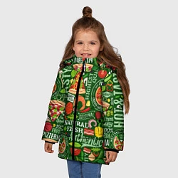 Куртка зимняя для девочки Итальянская пицца, цвет: 3D-светло-серый — фото 2