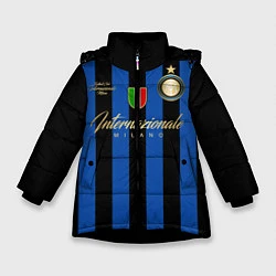 Куртка зимняя для девочки Internazionale Milano, цвет: 3D-черный