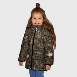 Куртка зимняя для девочки Старая рукопись путешественника, цвет: 3D-светло-серый — фото 2