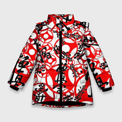 Куртка зимняя для девочки Каратэ киокушинкай - эмблемы, цвет: 3D-черный