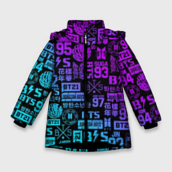 Куртка зимняя для девочки BTS Logos, цвет: 3D-черный