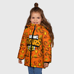 Куртка зимняя для девочки Brawl Stars: Orange Team, цвет: 3D-черный — фото 2