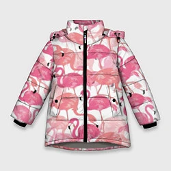 Куртка зимняя для девочки Рай фламинго, цвет: 3D-светло-серый