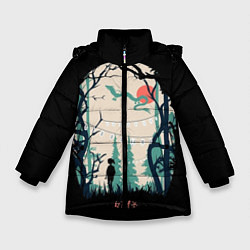 Куртка зимняя для девочки Хранители Леса, цвет: 3D-черный