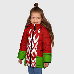 Куртка зимняя для девочки Беларусь флаг, цвет: 3D-черный — фото 2
