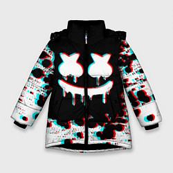 Куртка зимняя для девочки MARSHMELLO GLITCH, цвет: 3D-черный