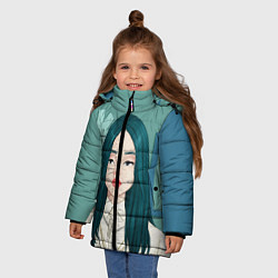 Куртка зимняя для девочки Billie Eilish: Turquoise Hair, цвет: 3D-черный — фото 2