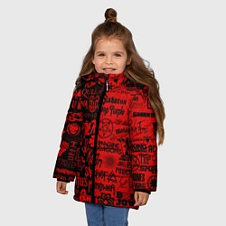 Куртка зимняя для девочки ЛОГОТИПЫ РОК ГРУПП, цвет: 3D-красный — фото 2