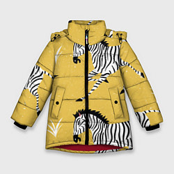 Куртка зимняя для девочки Зебра арт, цвет: 3D-красный