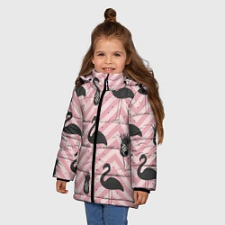 Куртка зимняя для девочки Черный фламинго арт, цвет: 3D-красный — фото 2