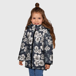 Куртка зимняя для девочки Цветочный букет, цвет: 3D-черный — фото 2