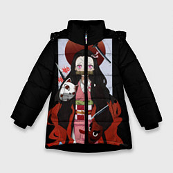 Куртка зимняя для девочки Клинок рассекающий демонов, цвет: 3D-черный