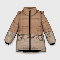 Куртка зимняя для девочки Всадники, цвет: 3D-черный