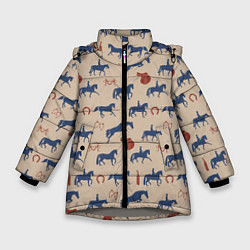 Куртка зимняя для девочки Кони, цвет: 3D-светло-серый