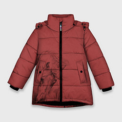 Куртка зимняя для девочки Конь на красном фоне, цвет: 3D-черный