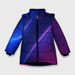 Куртка зимняя для девочки Фиолетово 3d волны 2020, цвет: 3D-черный
