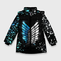 Куртка зимняя для девочки Атака титанов, цвет: 3D-черный