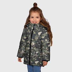 Куртка зимняя для девочки Пиксельный камуфляж, цвет: 3D-черный — фото 2