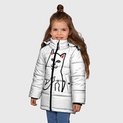 Куртка зимняя для девочки Meme Cat, цвет: 3D-черный — фото 2