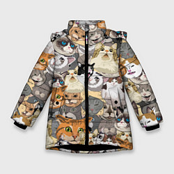 Куртка зимняя для девочки ALL CATS MEMES, цвет: 3D-черный