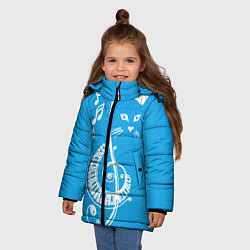 Куртка зимняя для девочки Котик Меломан голубой, цвет: 3D-черный — фото 2